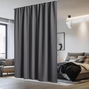 imageNICETOWN Doorway Curtain ampamp Track Set Blackout French Door Curtain with Smooth Track for ClosetBay Thermal Insulated Temporary Door for Living RoomBedrrom Privacy W 34 x L 80 in Black 1 PanelDove Gray
