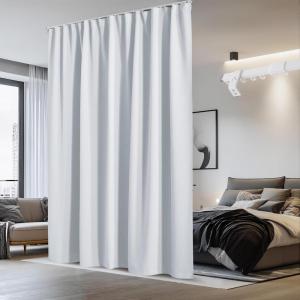 imageNICETOWN Doorway Curtain ampamp Track Set Blackout French Door Curtain with Smooth Track for ClosetBay Thermal Insulated Temporary Door for Living RoomBedrrom Privacy W 34 x L 80 in Black 1 PanelOff White