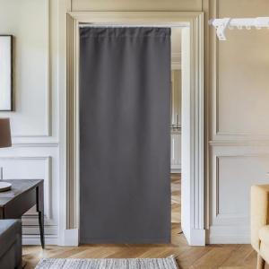 imageNICETOWN Doorway Curtain ampamp Track Set Blackout French Door Curtain with Smooth Track for ClosetBay Thermal Insulated Temporary Door for Living RoomBedrrom Privacy W 34 x L 80 in Black 1 PanelGrey