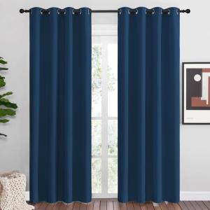imageNICETOWN Moroccan Blue Blackout Curtains 86quot Long 55quot Wide 2 Pieces for Office Dining Room Guest Room  Sound Reducing Heat and Cold Block Panels for Modern Decorative