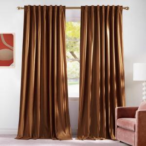 imageNICETOWN Velvet Stone Blue Blackout Curtains 96 inches Long Rod Pocket ampamp Back Tab Thermal Drapes Luxury Room Darkening Window Treatments for Bedroom W52 x L96 2 PanelsGold Brown