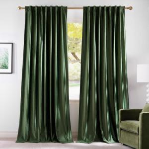 imageNICETOWN Velvet Stone Blue Blackout Curtains 96 inches Long Rod Pocket ampamp Back Tab Thermal Drapes Luxury Room Darkening Window Treatments for Bedroom W52 x L96 2 PanelsOlive Green