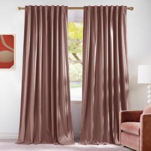 imageNICETOWN Velvet Stone Blue Blackout Curtains 96 inches Long Rod Pocket ampamp Back Tab Thermal Drapes Luxury Room Darkening Window Treatments for Bedroom W52 x L96 2 PanelsBlush Pink