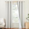 imageNICETOWN 100 Blackout Linen Texture Curtains 90 inches Long Ivory 2 Pcs Thermal Insulated Full Blackout 2Layer Lined Drapes Energy Efficiency Window Draperies for Boys Room