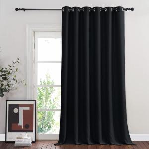 imageNICETOWN Black Out Sliding Door Curtain 102 inches Long Grommet Thermal Insulated Patio Door Curtains Room Divider Drape Window Treatment for BedroomLiving Room 1 Panel W80 x L102