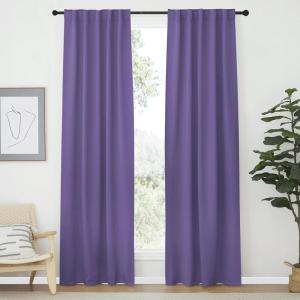 imageNICETOWN Blackout Curtain Panels Window Draperies  Lilac Color 34Inch Wide x72Inch Long 2 Pieces Home Decoration Light ampamp Noise Reducing Window Covering Room Darkening Drapes for Bedroom