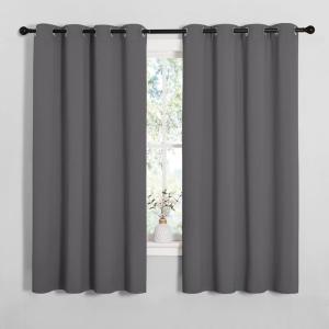 imageNICETOWN Blackout Curtain Panels for Bedroom 2 Panels W52 x L60inch Grey Thermal Insulated Grommet Top Blackout Draperies and Drapes for Basement