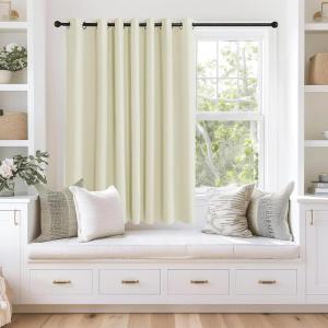 imageNICETOWN Blackout Curtains 63 inches Long for Living Room Bedroom Grommet Thermal Insulated Room Divider Drape Window Treatment for Sliding Patio Door W100 x L63 1 Panel Beige