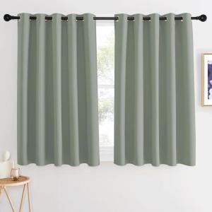 imageNICETOWN Blackout Sage Green Curtain 54 inches Long Grommet Thermal Insulated Room Darkening Window Treatment Light Blocking for Kids RoomBedroom W66 x L54 1 Panel