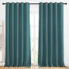 imageNICETOWN Bedroom Blackout 110 inch Curtains for Sliding Glass Door Grommet Thermal Insulated Solid Window Treatments Sound Reducing for Living Room W66 x L110 Sea Teal Set of 2