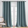 imageNICETOWN Bedroom Blackout Curtains Panels  Triple Weave Energy Saving Thermal Insulated Solid Grommet Blackout Draperies for Patio 1 Pair Greyish Blue W52 x L95 Inch