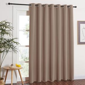imageNICETOWN Blackout Blinds for Patio Door  Sliding Door Insulated Blackout Curtains Extra Wide Curtain for VillaHallParlor 100 inches W x 84 inches L Cappuccino