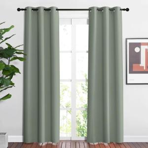 imageNICETOWN Blackout Sage Green Curtains for Bedroom  Chic Thermal Insulated Grommet Room Darkening Window Treatments Sound Reducing Window Drapes for Living Room 2 Panels W37 x L84