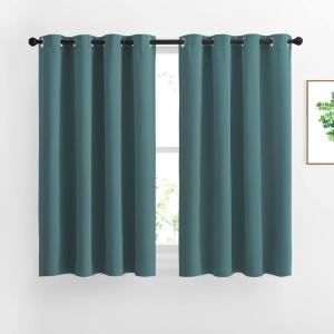 imageNICETOWN Insulated Curtains Blackout Draperies  Triple Weave Thermal Insulated Solid Ring Top Blackout PanelsDrapes for BedroomSea Teal Set of 2 52 x 45 Inch