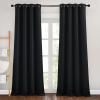 imageNICETOWN Patio Blackout Curtain Panels  Thermal Insulated Grommet Blackout Drapes Light Blinds Room Darkening Window Treatments for VillaCottage 2 Panels W46 x L90 Black