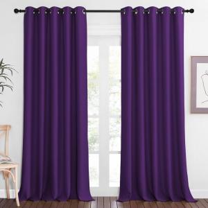 imageNICETOWN Blackout Curtains 84 Inch Length Thermal Insulated Curtains for Bedroom Grommet Energy Saving Room Darkening Drapes for Living Room Window 1 Panel Royal Purple 66quot W x 102quot L