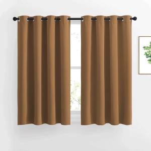 imageNICETOWN Kitchen Window Curtains Over Sink  Grommet Blackout Solid Vertical Small Curtains ampamp Drapes Noise Reducing for Laundry Gold Brown W52 x L45 2 Panels