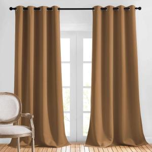 imageNICETOWN Light Blocking Curtains ampamp Drapes Extra Long 120quot  Grommet Room Darkening Thermal Insulated Solid Window Treatment for HallVilla Gold Brown 2 Panels W52 x L120