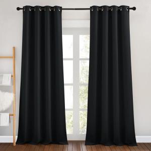 imageNICETOWN Patio Blackout Curtain Panels  Thermal Insulated Grommet Blackout Drapes Light Blinds Room Darkening Window Treatments for VillaCottage 2 Panels W46 x L90 Black