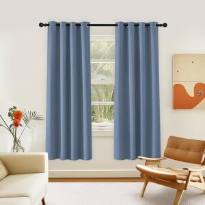 imageNICETOWN Room Darkening Curtain for Living Room  Energy Saving Thermal Insulated Grommet Room Darkening CurtainDrape for Bedroom 1 Panel 46 by 72 Stone Blue