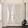 imageNICETOWN French Door Curtain Privacy Linen Blend Sheer Sidelight Curtain for Front Back Door Kitchen Double Classroom Easy Blind Shade with Drawstring Tieback W30 x L72 Angora 1 PanelAngora