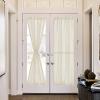 imageNICETOWN French Door Curtain Privacy Linen Blend Sheer Sidelight Curtain for Front Back Door Kitchen Double Classroom Easy Blind Shade with Drawstring Tieback W30 x L72 Angora 1 PanelGreyish White