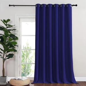 imageNICETOWN Blackout Room Divider Curtains for Sliding Glass Doors 102 Inches Long 1 Panel Extra Wide Sliding Door Curtains for Doorway Patio Bedroom Living Room Navy Blue 80Wx102L 1 Panel