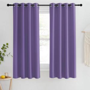 imageNICETOWN Blackout Short Curtain 63 inches Long for Windows Thermal Insulated Curtain Grommet Room Darkening Window Treatment for BedroomLiving Room 1 Panel W46 x L63 Lilac Purple