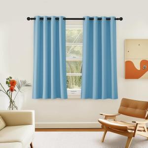 imageNICETOWN Room Darkening Short Curtain 54 inches Long for Living Room Grommet Sound Reducing Thermal Insulated Curtains for Bedroom Nursery Window 46W x 54L 1 Piece Teal Blue
