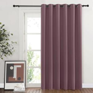 imageNICETOWN Wide Curtain 84 inch Length for Living Room Grommet Thermal Insulated Blackout Room Divider Curtain Sound Proof Light Blocking for PatioFrench Door Dry Rose 1 Panel W80 x L84