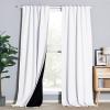 imageNICETOWN 100 Blackout Kitchen Curtain Panels Cold and Full Light Blocking Drapes with Black Liner 48 Inches Drop Thermal Insulated Draperies for Cafe White 2 Pieces 37 inches Wide Each PanelPure White