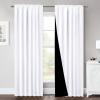imageNICETOWN 100 Blackout Kitchen Curtain Panels Cold and Full Light Blocking Drapes with Black Liner 48 Inches Drop Thermal Insulated Draperies for Cafe White 2 Pieces 37 inches Wide Each PanelPure White