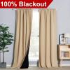 imageNICETOWN 100 Blackout Kitchen Curtain Panels Cold and Full Light Blocking Drapes with Black Liner 48 Inches Drop Thermal Insulated Draperies for Cafe White 2 Pieces 37 inches Wide Each PanelBiscotti Beige