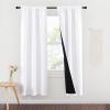 imageNICETOWN 100 Blackout Kitchen Curtain Panels Cold and Full Light Blocking Drapes with Black Liner 48 Inches Drop Thermal Insulated Draperies for Cafe White 2 Pieces 37 inches Wide Each PanelPure White