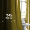 imageNICETOWN 100 Blackout Kitchen Curtain Panels Cold and Full Light Blocking Drapes with Black Liner 48 Inches Drop Thermal Insulated Draperies for Cafe White 2 Pieces 37 inches Wide Each PanelPaler Yellow