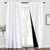 imageNICETOWN 100 Blackout Kitchen Curtain Panels Cold and Full Light Blocking Drapes with Black Liner 48 Inches Drop Thermal Insulated Draperies for Cafe White 2 Pieces 37 inches Wide Each PanelPure White