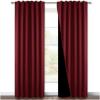 imageNICETOWN 100 Blackout Kitchen Curtain Panels Cold and Full Light Blocking Drapes with Black Liner 48 Inches Drop Thermal Insulated Draperies for Cafe White 2 Pieces 37 inches Wide Each PanelBurgundy Red