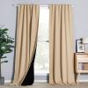 imageNICETOWN 100 Blackout Kitchen Curtain Panels Cold and Full Light Blocking Drapes with Black Liner 48 Inches Drop Thermal Insulated Draperies for Cafe White 2 Pieces 37 inches Wide Each PanelBiscotti Beige