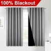imageNICETOWN 100 Blackout Kitchen Curtain Panels Cold and Full Light Blocking Drapes with Black Liner 48 Inches Drop Thermal Insulated Draperies for Cafe White 2 Pieces 37 inches Wide Each PanelSilver Grey