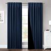imageNICETOWN 100 Blackout Kitchen Curtain Panels Cold and Full Light Blocking Drapes with Black Liner 48 Inches Drop Thermal Insulated Draperies for Cafe White 2 Pieces 37 inches Wide Each PanelNavy
