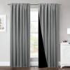 imageNICETOWN 100 Blackout Kitchen Curtain Panels Cold and Full Light Blocking Drapes with Black Liner 48 Inches Drop Thermal Insulated Draperies for Cafe White 2 Pieces 37 inches Wide Each PanelSilver Grey