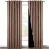 imageNICETOWN 100 Blackout Kitchen Curtain Panels Cold and Full Light Blocking Drapes with Black Liner 48 Inches Drop Thermal Insulated Draperies for Cafe White 2 Pieces 37 inches Wide Each PanelCappuccino