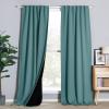 imageNICETOWN 100 Blackout Kitchen Curtain Panels Cold and Full Light Blocking Drapes with Black Liner 48 Inches Drop Thermal Insulated Draperies for Cafe White 2 Pieces 37 inches Wide Each PanelSea Teal