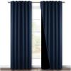 imageNICETOWN 100 Blackout Kitchen Curtain Panels Cold and Full Light Blocking Drapes with Black Liner 48 Inches Drop Thermal Insulated Draperies for Cafe White 2 Pieces 37 inches Wide Each PanelNavy