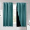 imageNICETOWN 100 Blackout Kitchen Curtain Panels Cold and Full Light Blocking Drapes with Black Liner 48 Inches Drop Thermal Insulated Draperies for Cafe White 2 Pieces 37 inches Wide Each PanelSea Teal