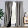 imageNICETOWN 100 Blackout Kitchen Curtain Panels Cold and Full Light Blocking Drapes with Black Liner 48 Inches Drop Thermal Insulated Draperies for Cafe White 2 Pieces 37 inches Wide Each PanelSilver Grey