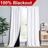 imageNICETOWN 100 Blackout Kitchen Curtain Panels Cold and Full Light Blocking Drapes with Black Liner 48 Inches Drop Thermal Insulated Draperies for Cafe White 2 Pieces 37 inches Wide Each PanelPure White