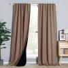 imageNICETOWN 100 Blackout Kitchen Curtain Panels Cold and Full Light Blocking Drapes with Black Liner 48 Inches Drop Thermal Insulated Draperies for Cafe White 2 Pieces 37 inches Wide Each PanelCappuccino
