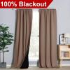 imageNICETOWN 100 Blackout Kitchen Curtain Panels Cold and Full Light Blocking Drapes with Black Liner 48 Inches Drop Thermal Insulated Draperies for Cafe White 2 Pieces 37 inches Wide Each PanelCappuccino