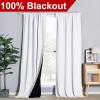 imageNICETOWN 100 Blackout Kitchen Curtain Panels Cold and Full Light Blocking Drapes with Black Liner 48 Inches Drop Thermal Insulated Draperies for Cafe White 2 Pieces 37 inches Wide Each PanelPure White